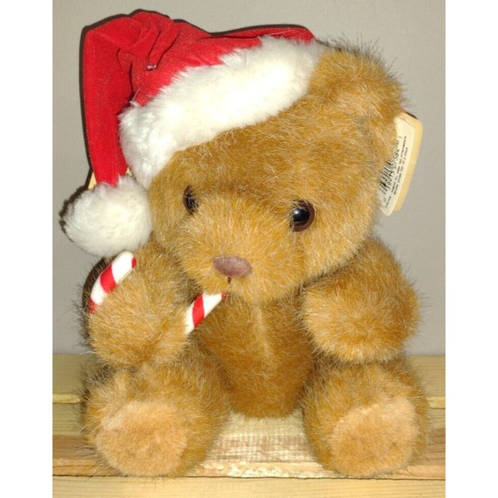 Vintage Russ Berrie Caress Soft Pets Sweetie Plush Santa Bear Christmas 8" Candy